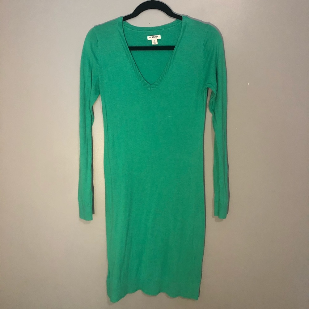Green sweater dress